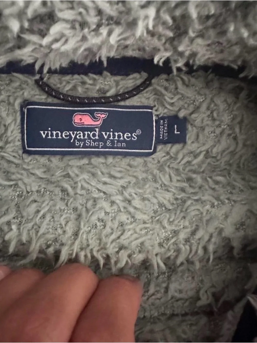 Vineyard Vines Light Gray Sherpa Fleece Pullover